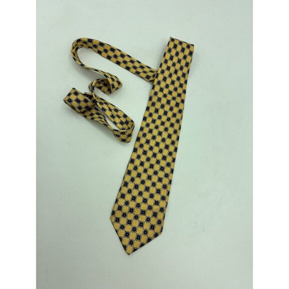 Geoffrey Beene Yellow Blue Geometric Silk Necktie Tie Classic Formal Business - Picture 3 of 5